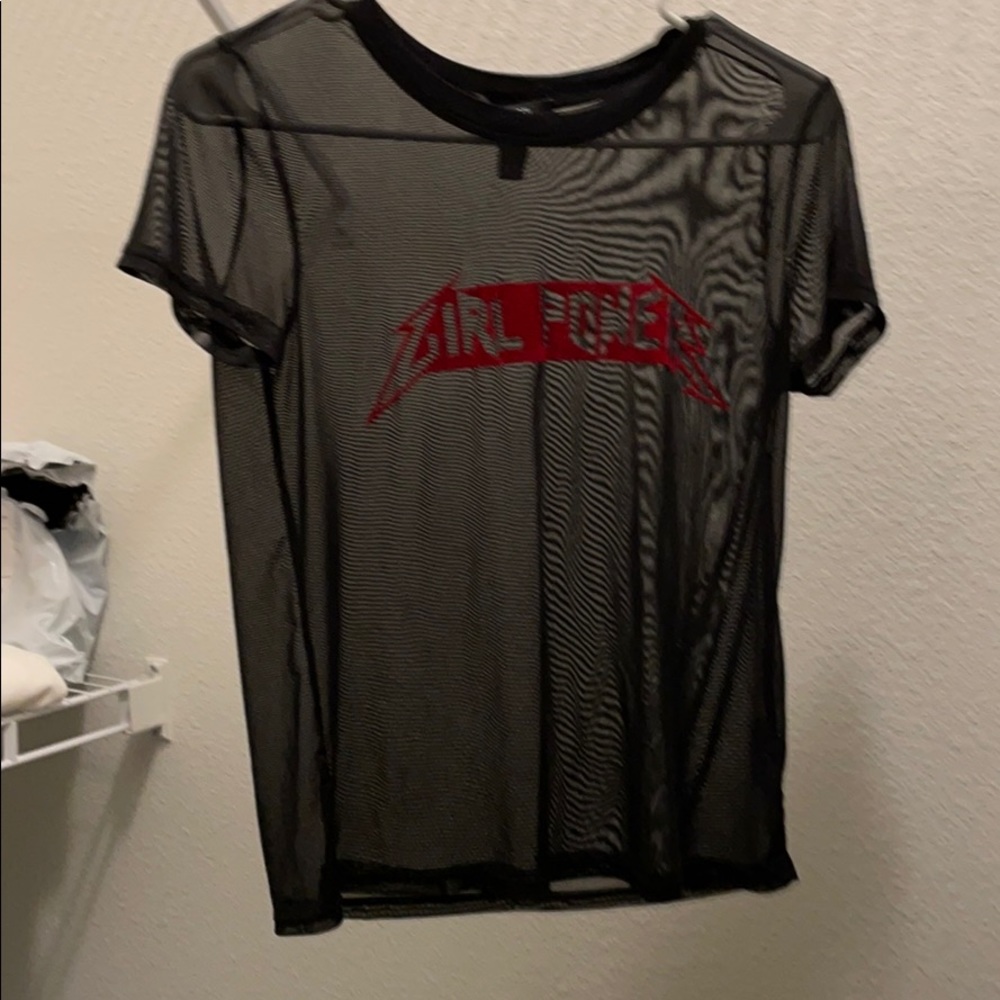 Black mesh top